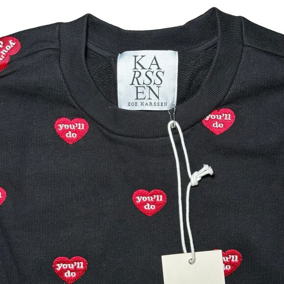 Zoe Karssen You'll Do Heart Sweatshirt in Moonless Night Black Size XS NWT $155 - Picture 6 of 8